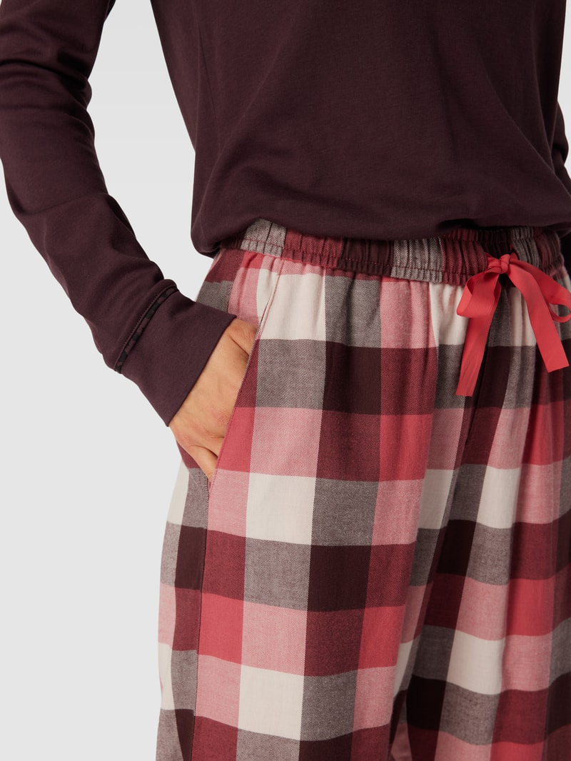 Pyjama-Hose mit Karomuster in bordeaux rot
