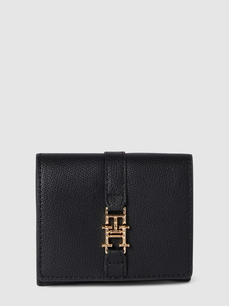 Portemonnaie mit Label-Applikation Modell 'PLUSH' in schwarz