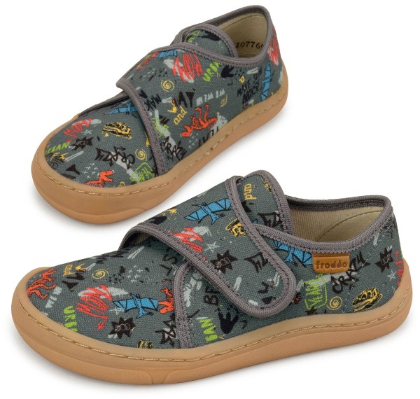 Froddo ~ LowCut Canvas vegan ~ Grey / Dino-Graffiti