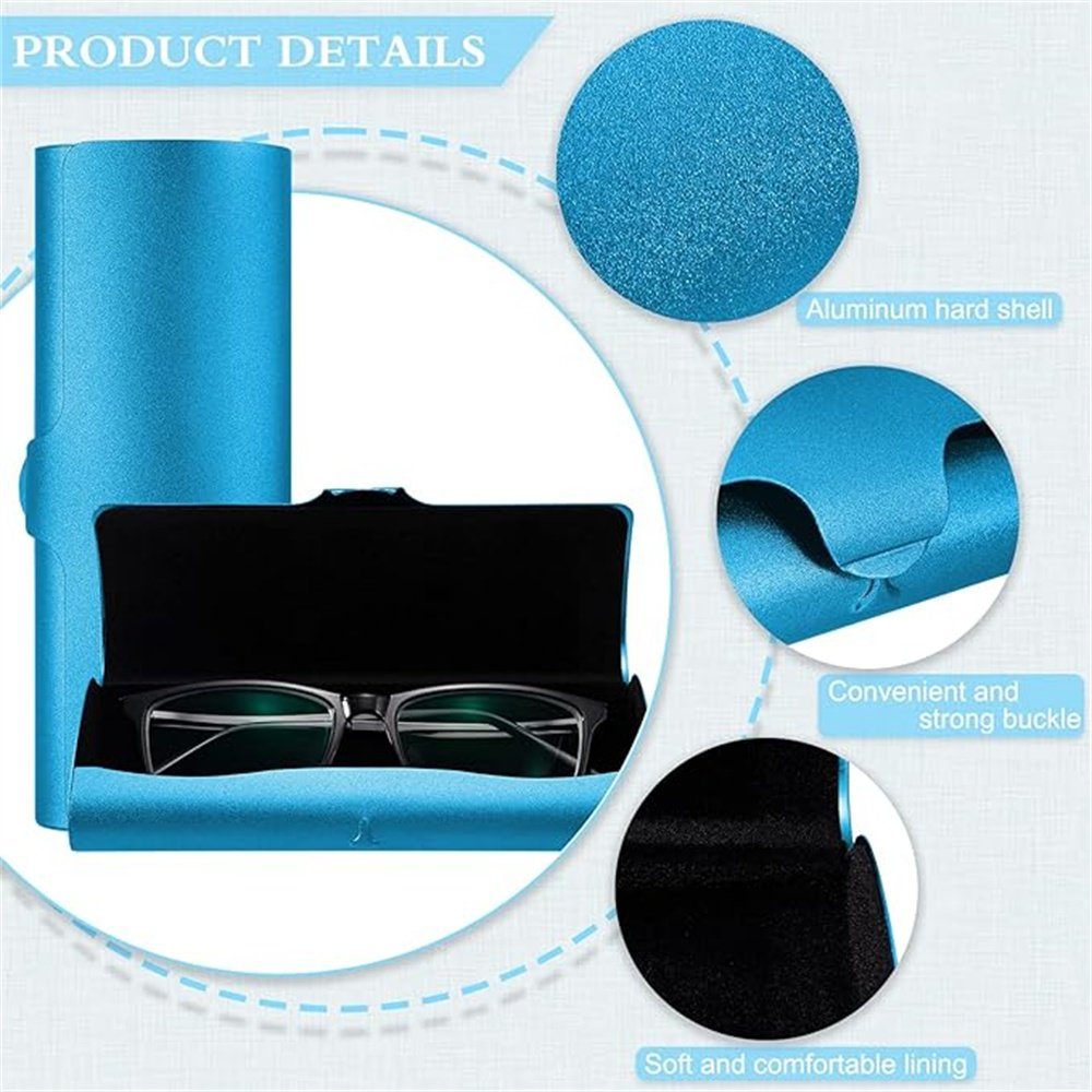 Runxizhou Brillenetui Brillenetui hardcase Aluminium, Metall Lesebrillenetui Blau