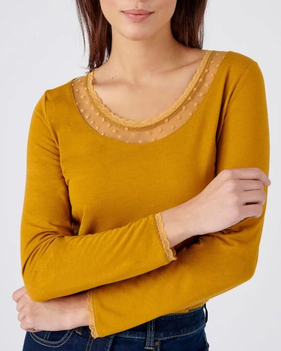 T-shirt manches longues Thermol'love tulle plumetis