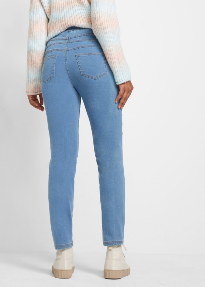 High Waist Jeggings aus leichter, elastischer Thermoqualität mit Bequembund