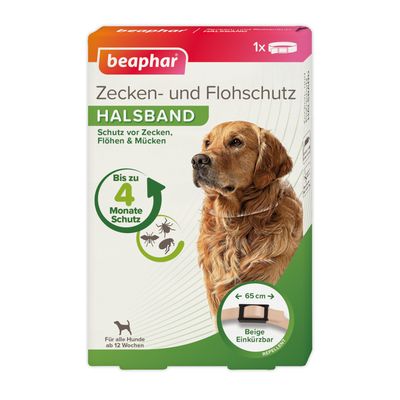 beaphar Zecken- & Flohschutz-Halsband für Hunde, beige