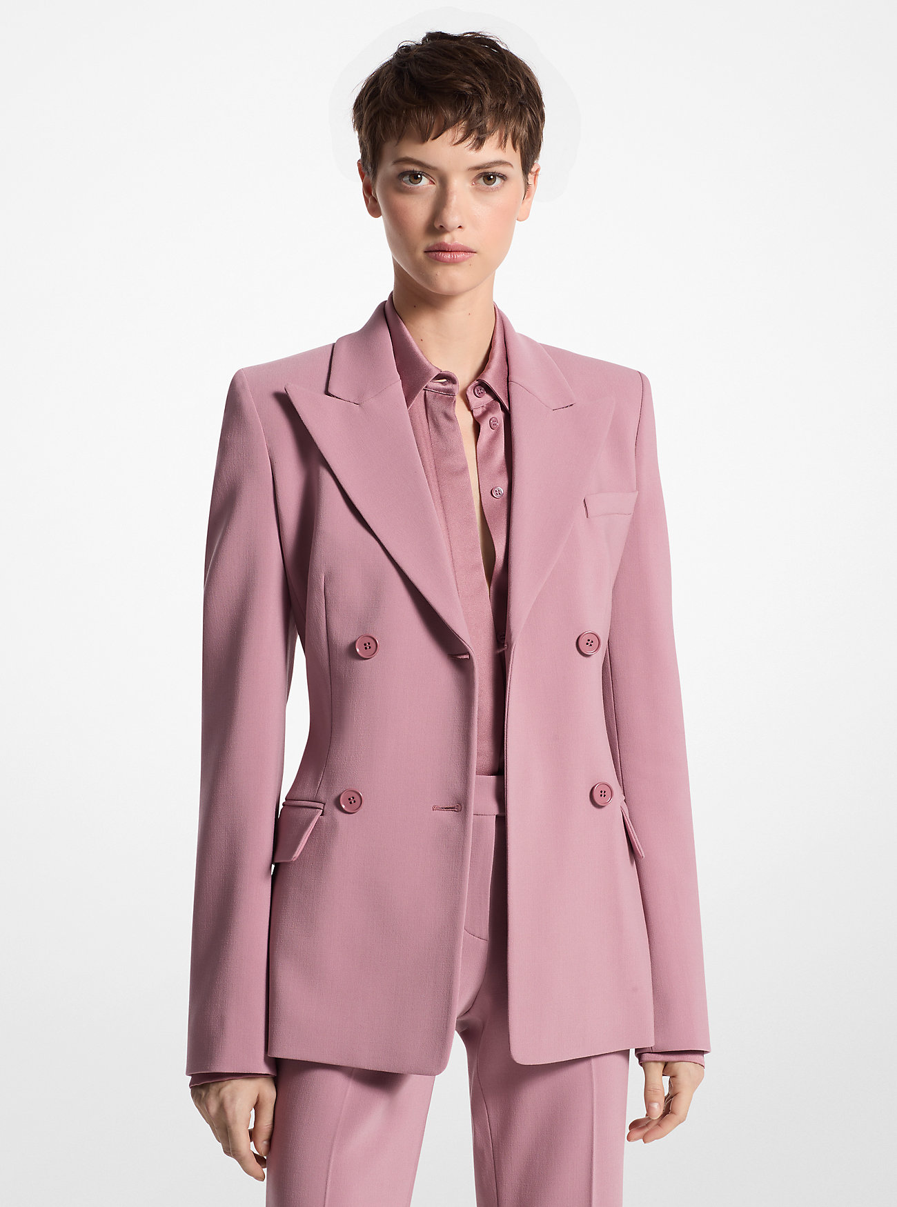 Blazer i elastisk ullcrepe - MAUVE