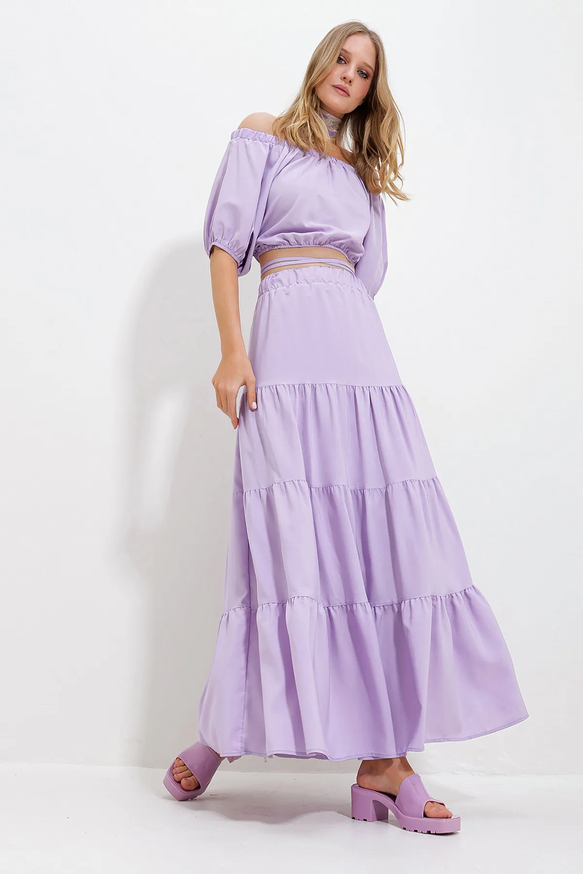 Trend Alaçatı Stili  Zweiteiler - Lila - Regular Fit