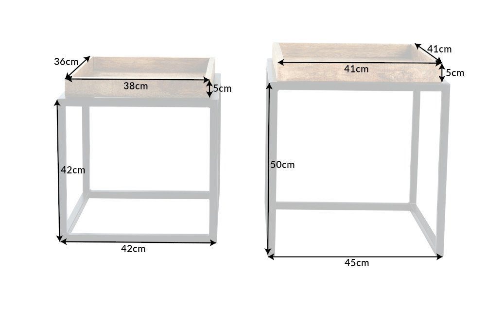 riess-ambiente Beistelltisch SERVITEUR 45cm natur / schwarz (Set, 2-St), Wohnzimmer · Massivholz · Metall · Industrial