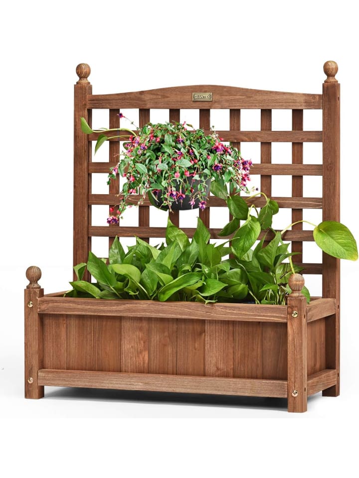 COSTWAY Blumenkasten mit Rankgitter in Braun günstig kaufen onesize