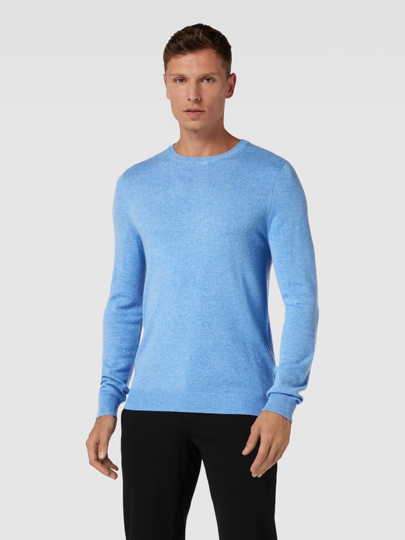 Strickpullover in melierter Optik in blau meliert