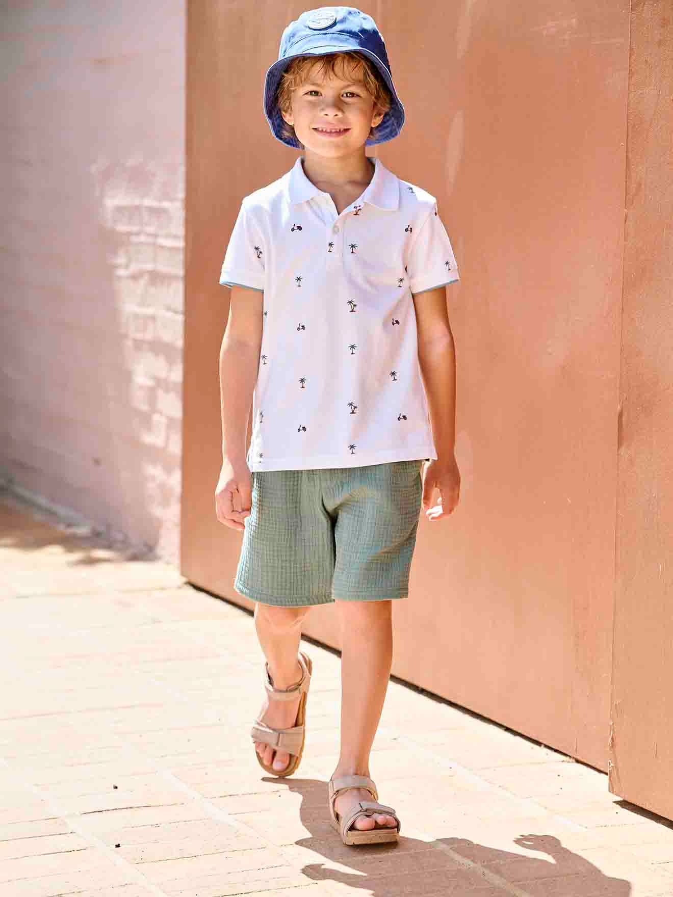 Vertbaudet Jungen Shorts aus Musselin - grün