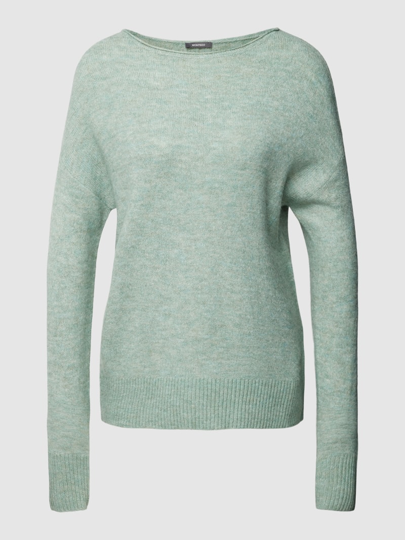 Strickpullover in melierter Optik in metallic türkis meliert