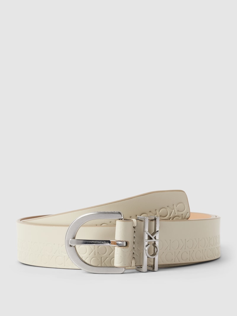Gürtel aus Nappaleder mit Label-Details in beige