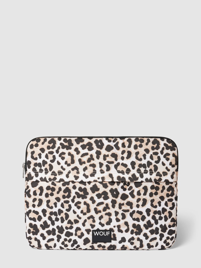 Laptoptasche mit Animal-Print Modell 'Cleo' in sand