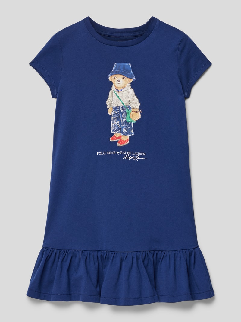 Kleid mit Motiv-Print in marineblau