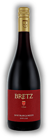 Ernst Bretz, Bechtolsheimer Petersberg, Spätburgunder, Spätlese, lieblich, 2020, Rheinhessen  Ernst Bretz, Bechtolsheimer Petersberg, Spätburgunder, Spätlese, lieblich, 2020, Rheinhessen  Durch die samtige Art des Burgunders ist es ein Wein zum Genie