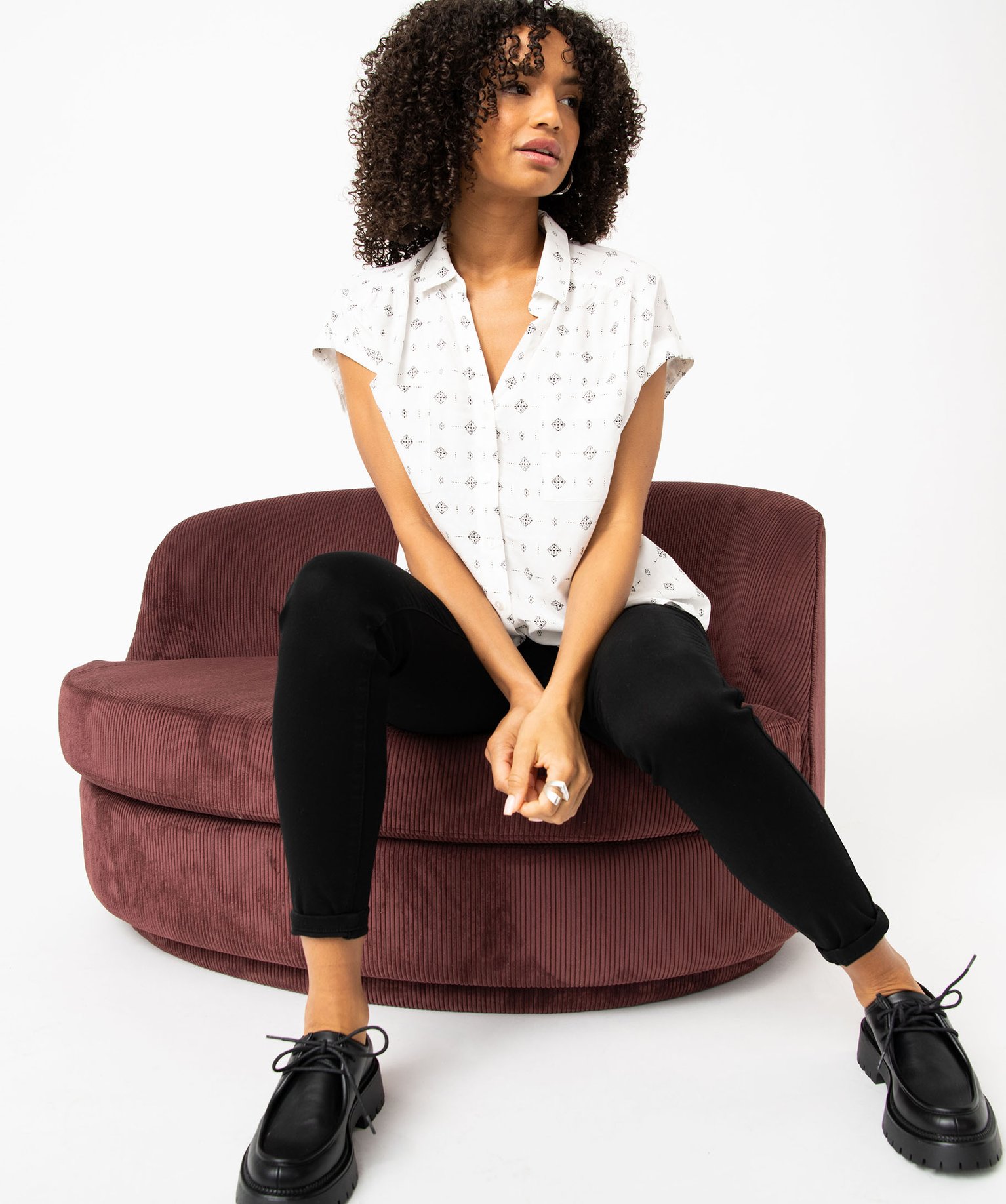 Chemise imprimée à manches courtes femme imprime | GEMO