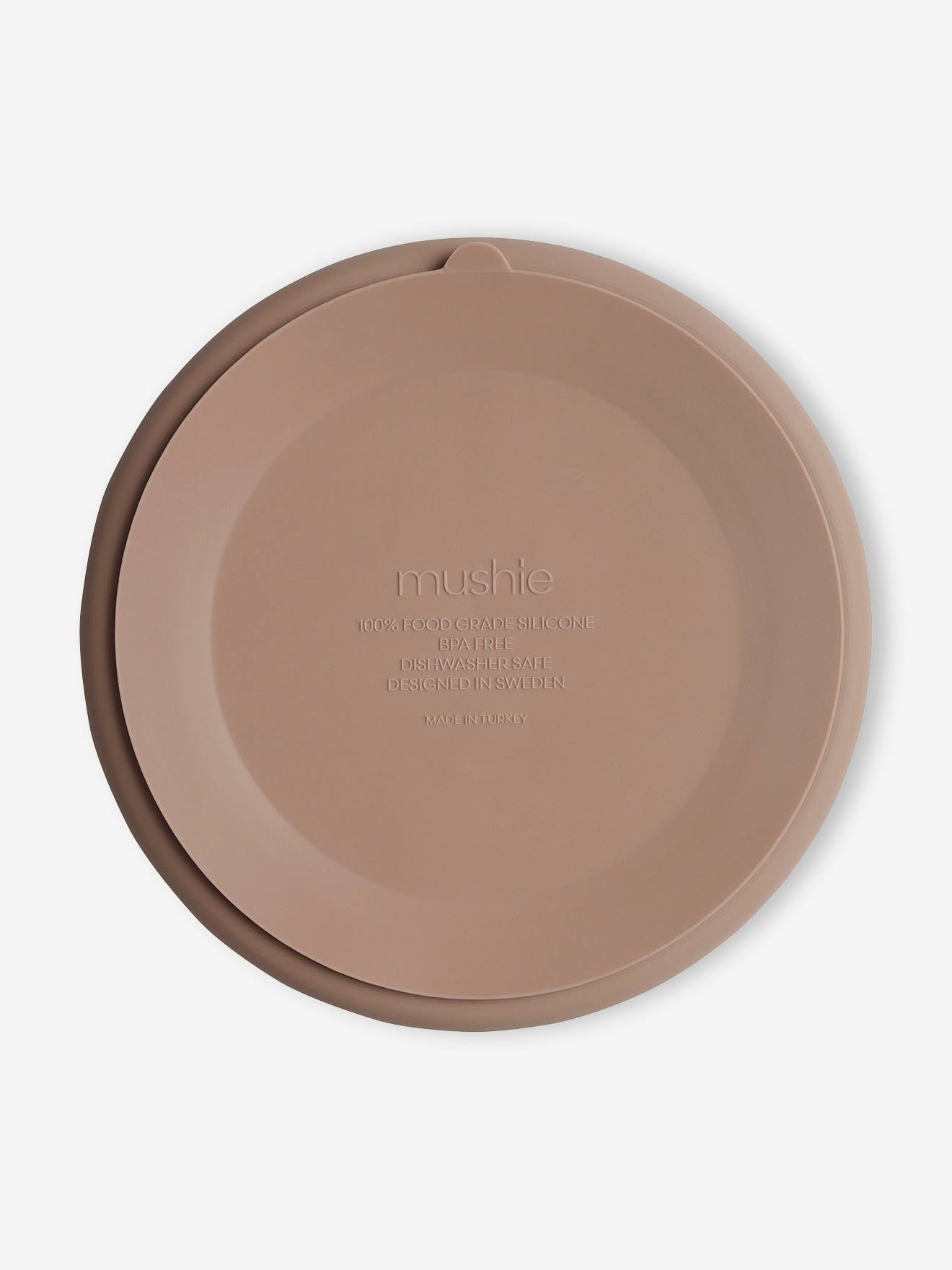 Assiette compartimentée MUSHIE en silicone beige