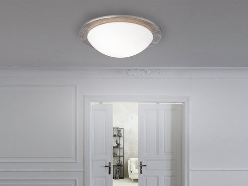 meineWunschleuchte LED Deckenleuchte, LED wechselbar, Warmweiß, Exklusive Designer Lampe dimmbar Ø 38cm mit Lampenschirm Opal-Glas