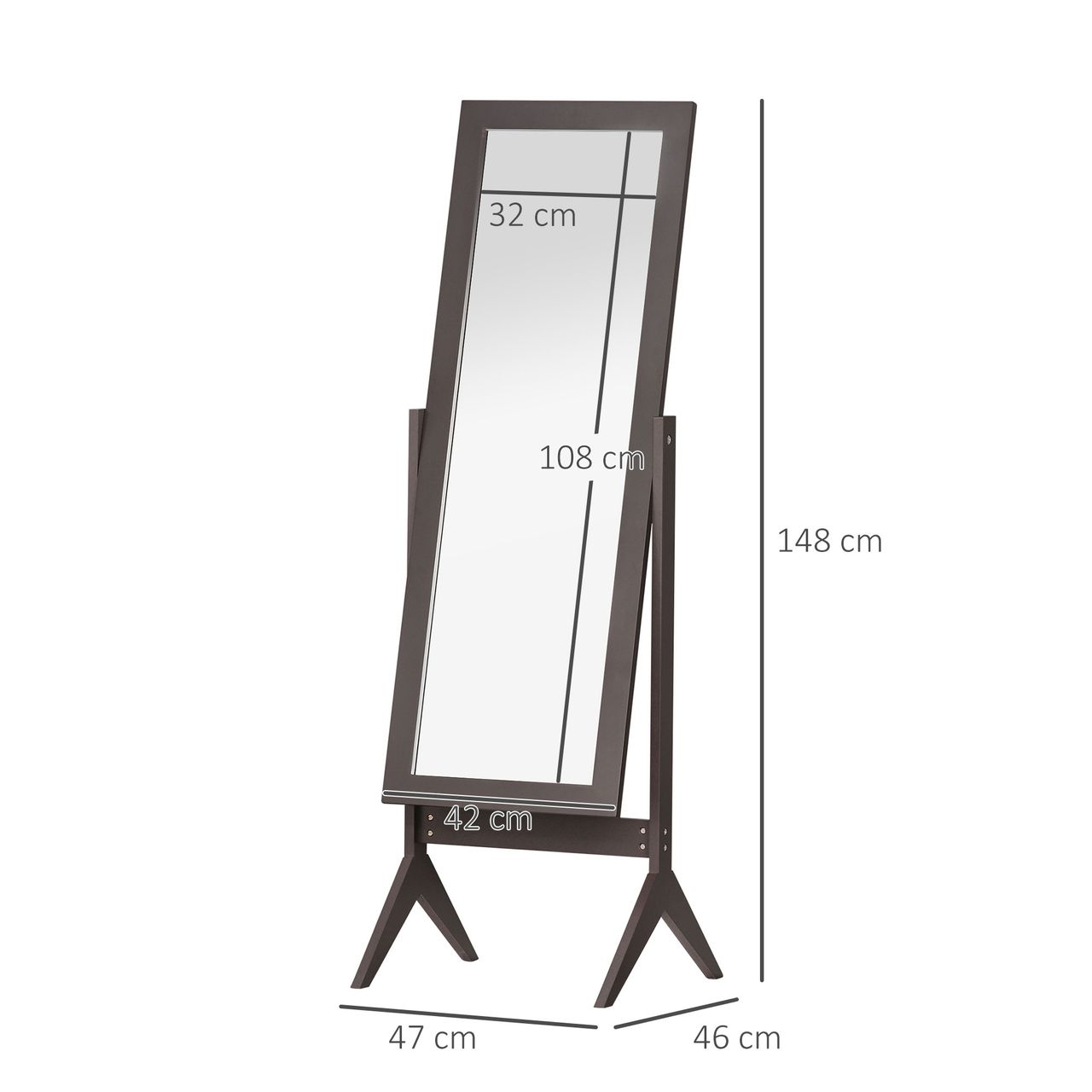 HOMCOM Standspiegel 47 x 46 x 148 cm