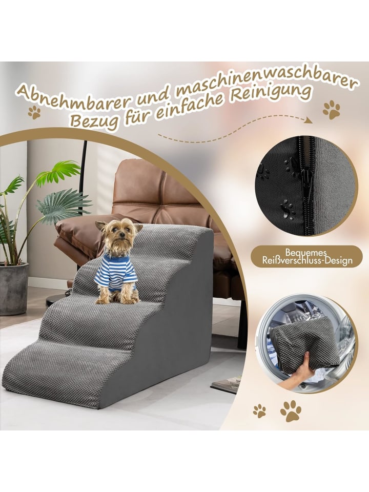 COSTWAY Hundetreppe 4 Stufen in Grau günstig kaufen onesize