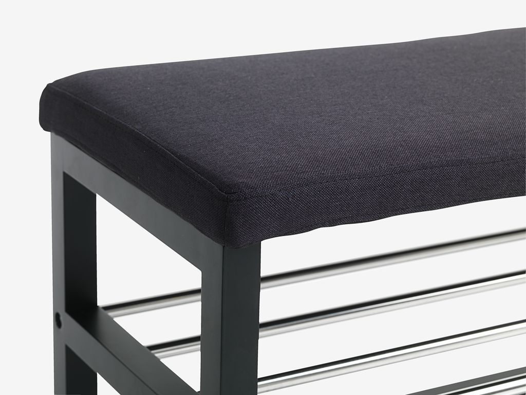 Banc EGESKOV avec étagères à chaussures, acier/noir