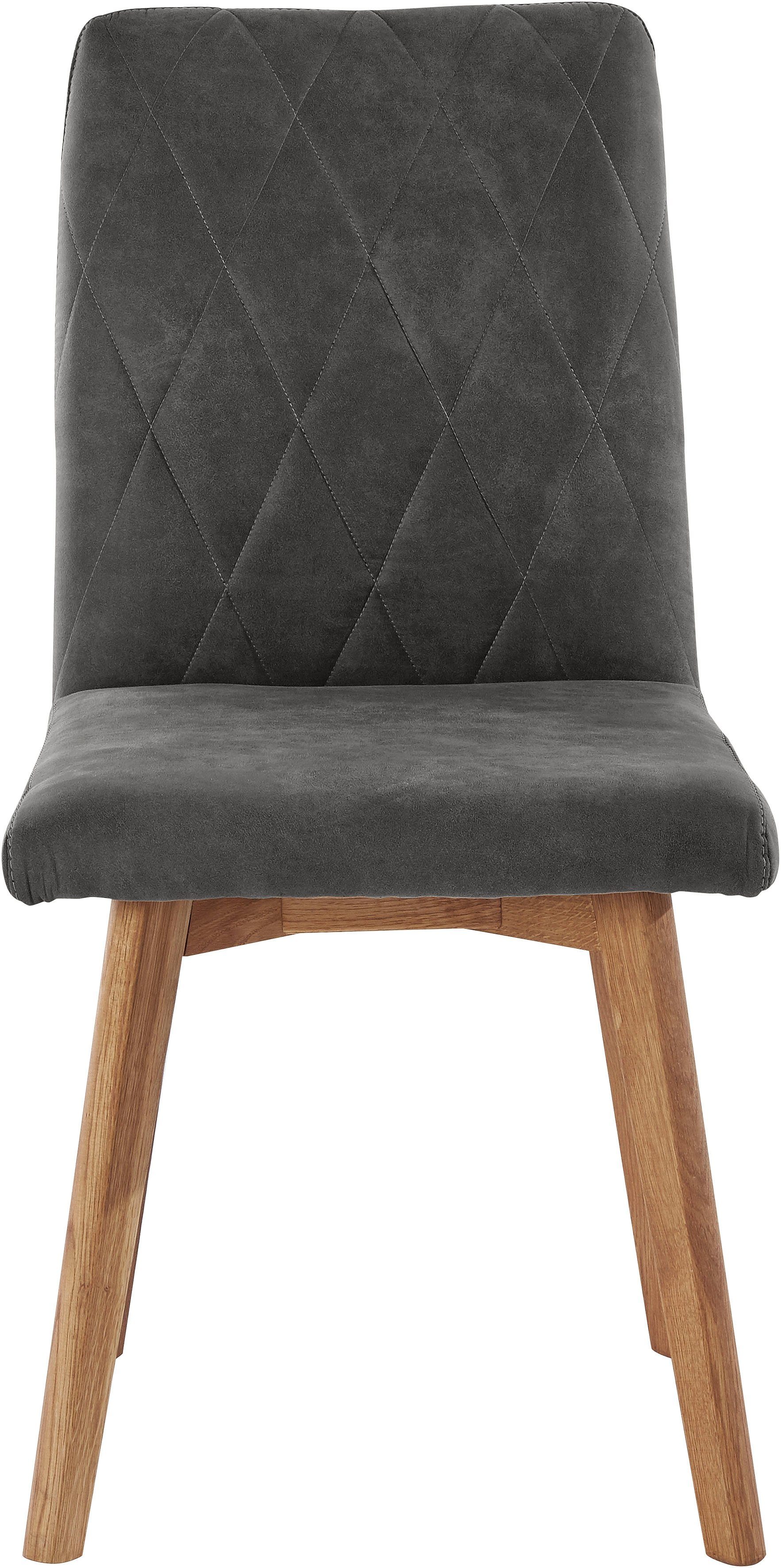 Home affaire 4-Fußstuhl Brest (Set, 2 St), Gestell aus Eiche Massivholz geölt