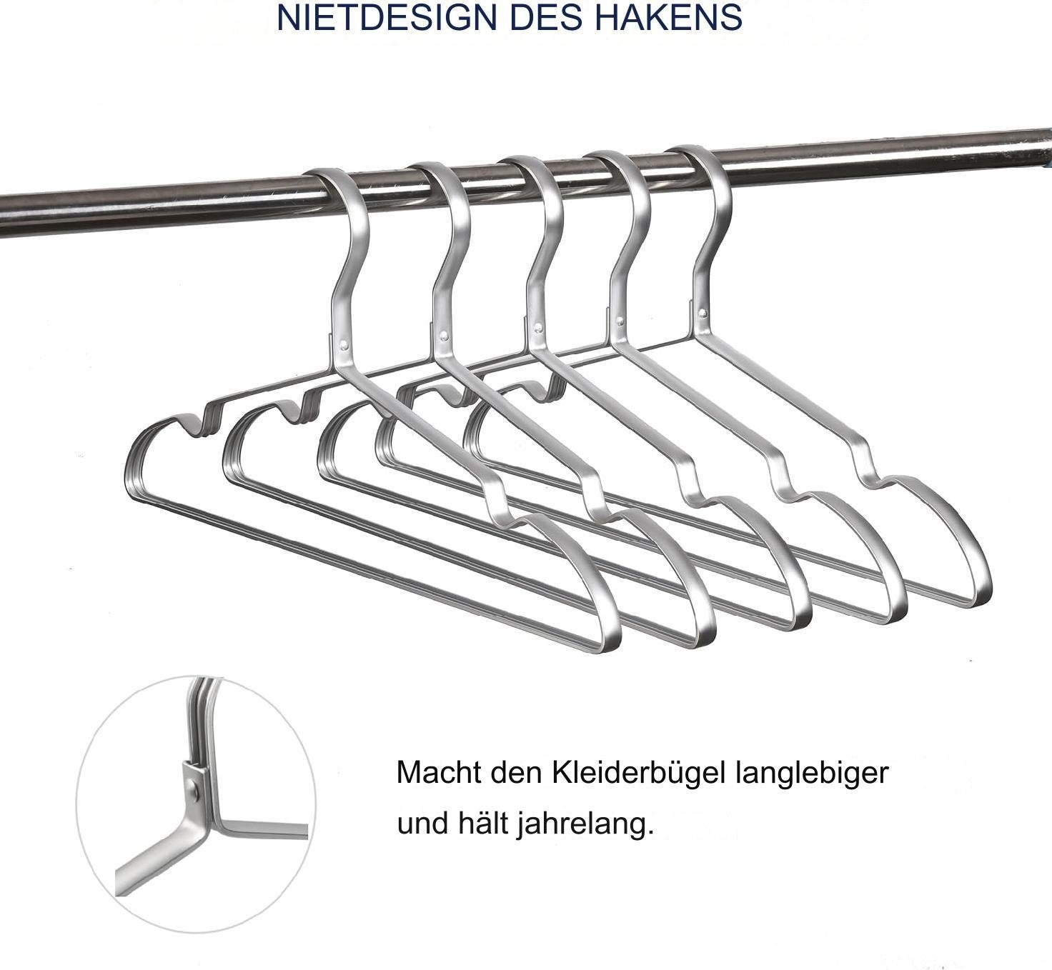 HIBNOPN Kleiderbügel Aluminum Kleiderbügel aus Aluminiumlegierung mit Rutschfester Nut 10er, (10-tlg)