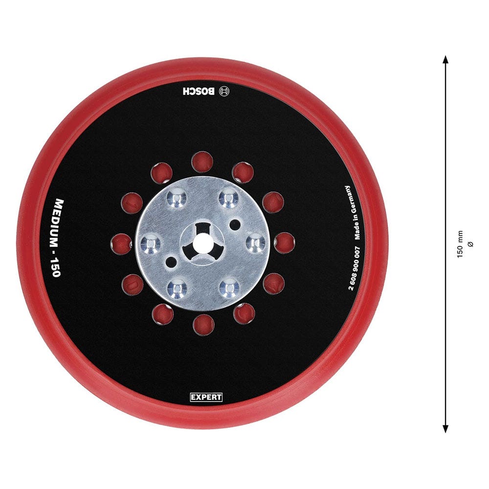 Disco de lixa excêntrica média BOSCH de 150 mm com velcro e laço – universal 2.608.900.007