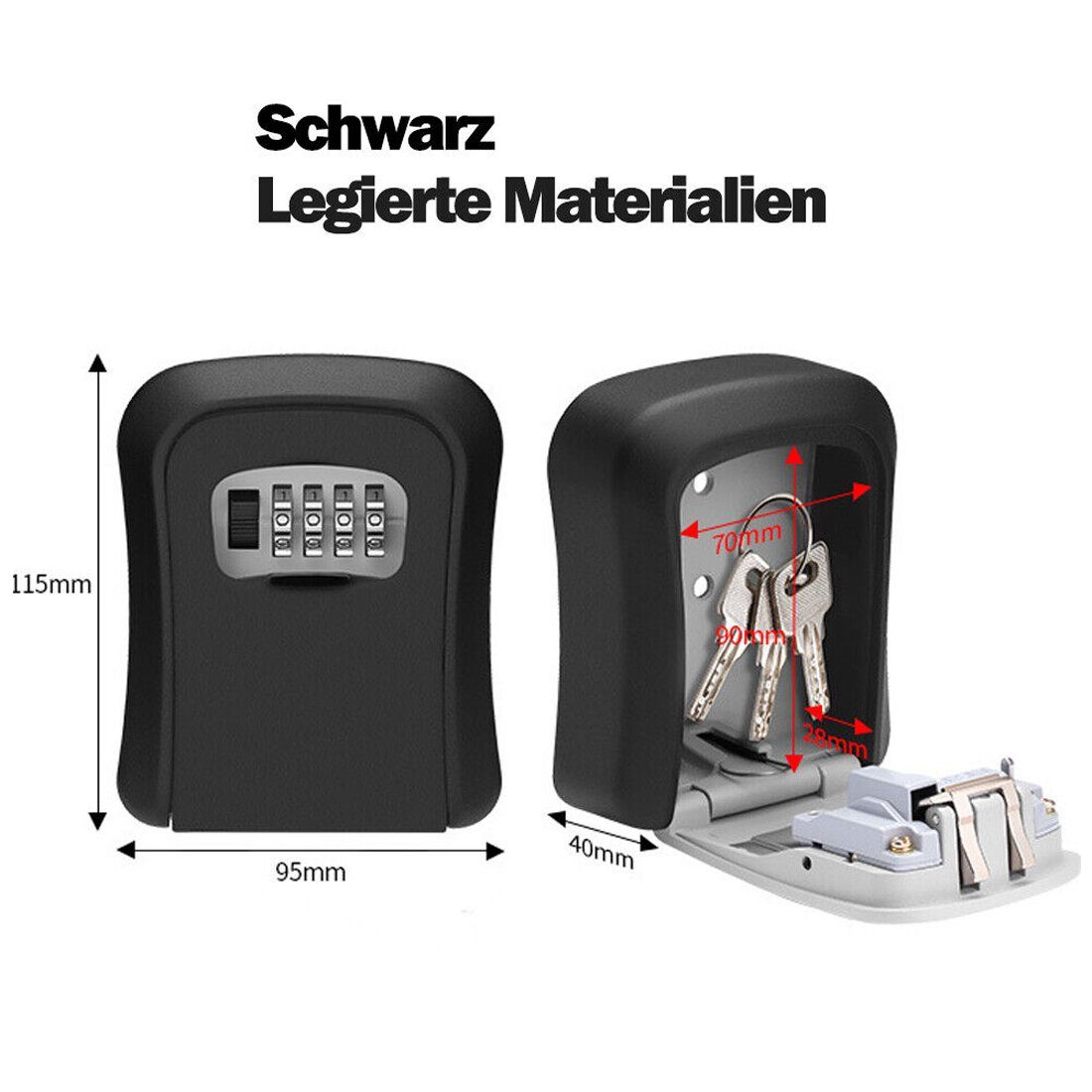 Bolwins Schlüsselkasten H34C Schlüsselkasten mit Zahlenschloss Schlüsselschrank Schlüsselbox