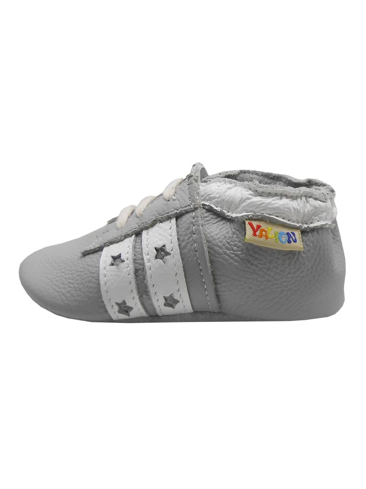 Yalion Leder-Krabbelschuhe in Grau günstig kaufen