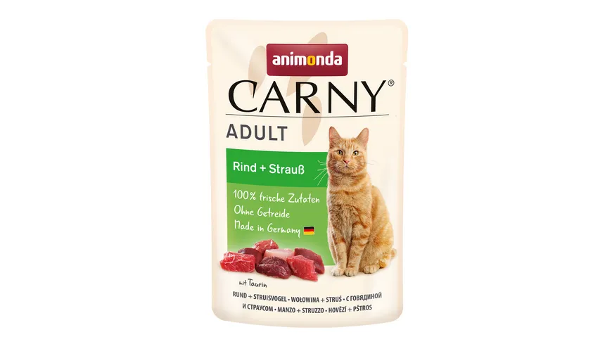 ANIMONDA Katzennassfutter Carny Adult Rind + Strauß 85 g