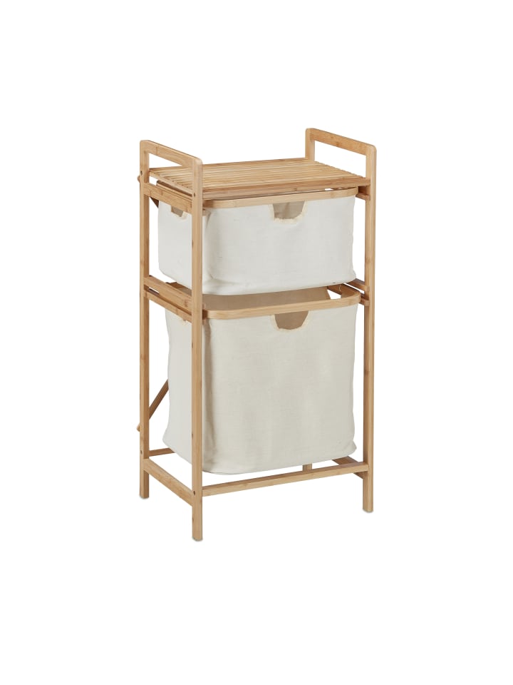 relaxdays Wäschekorb in Natur/ Beige - (B)44 x (H)85 x (T)33 cm günstig kaufen onesize