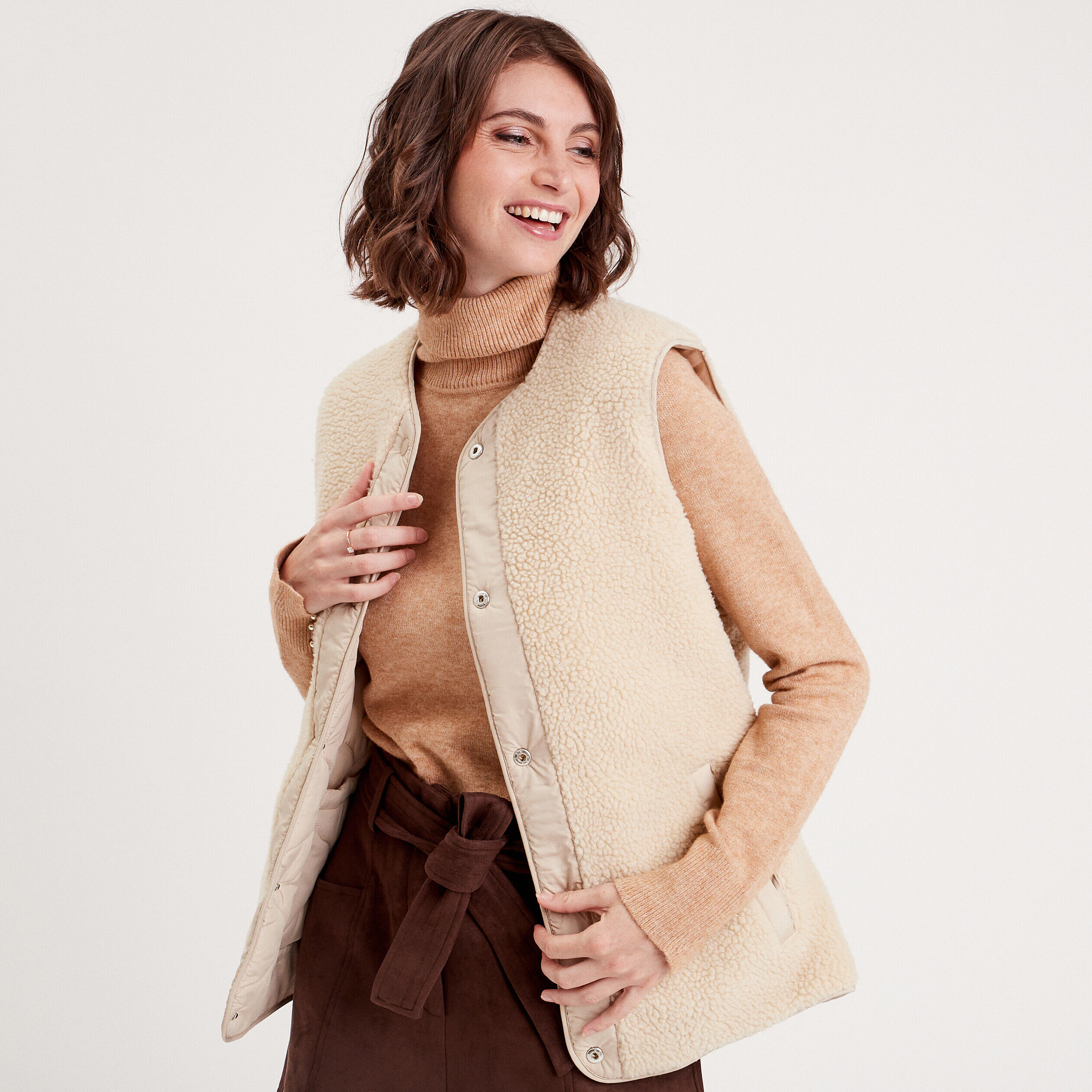 Veste réversible sans manches sable femme | Cache Cache