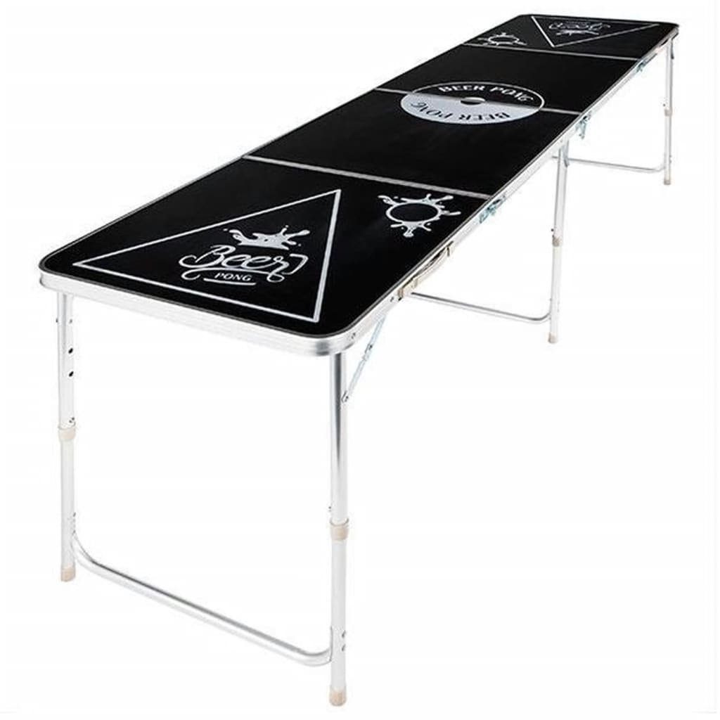 HI Bartisch Beer-Pong-Klapptisch Höhenverstellbar Schwarz