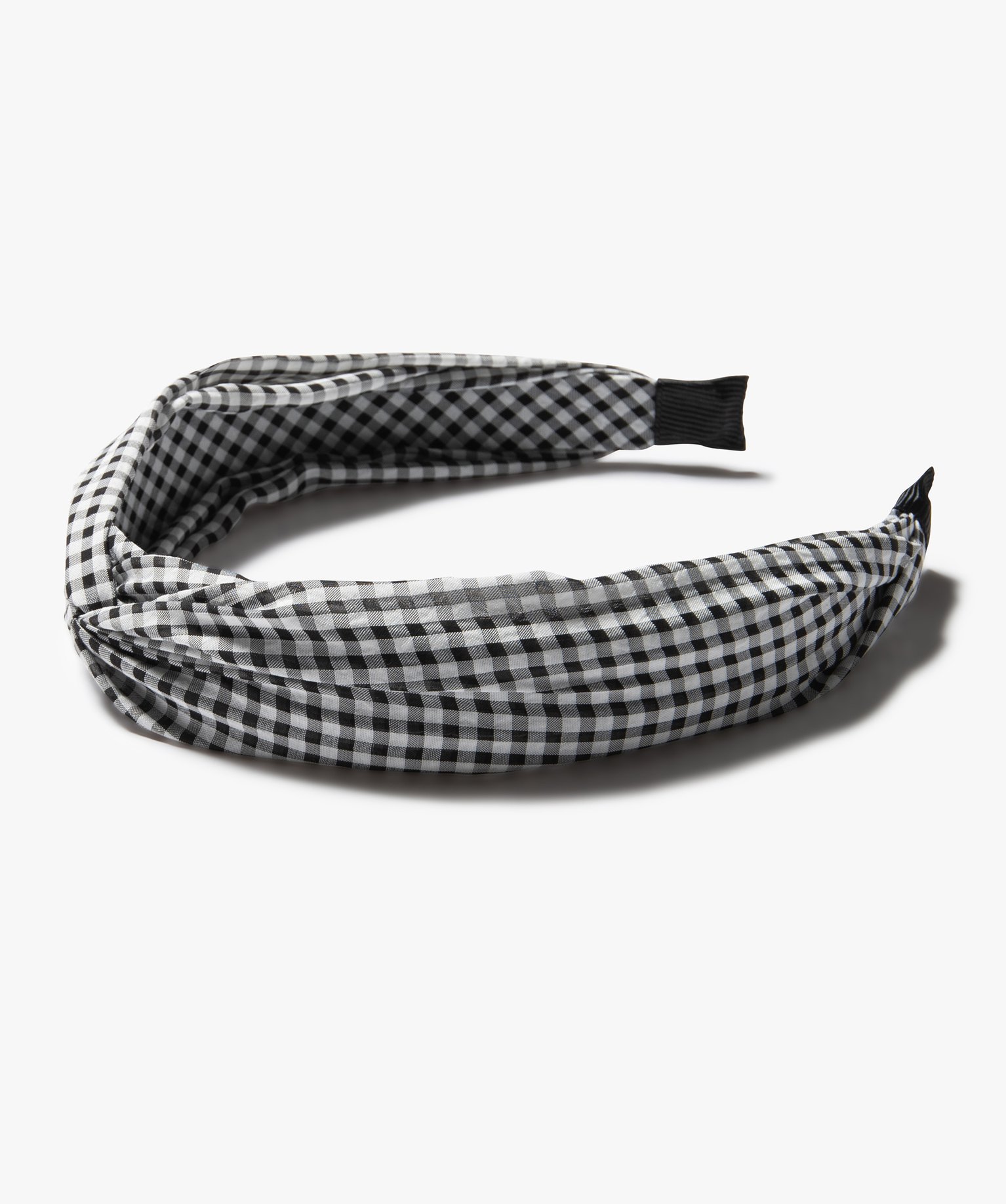 Serre-tête femme à motif vichy et effet torsade noir | GEMO