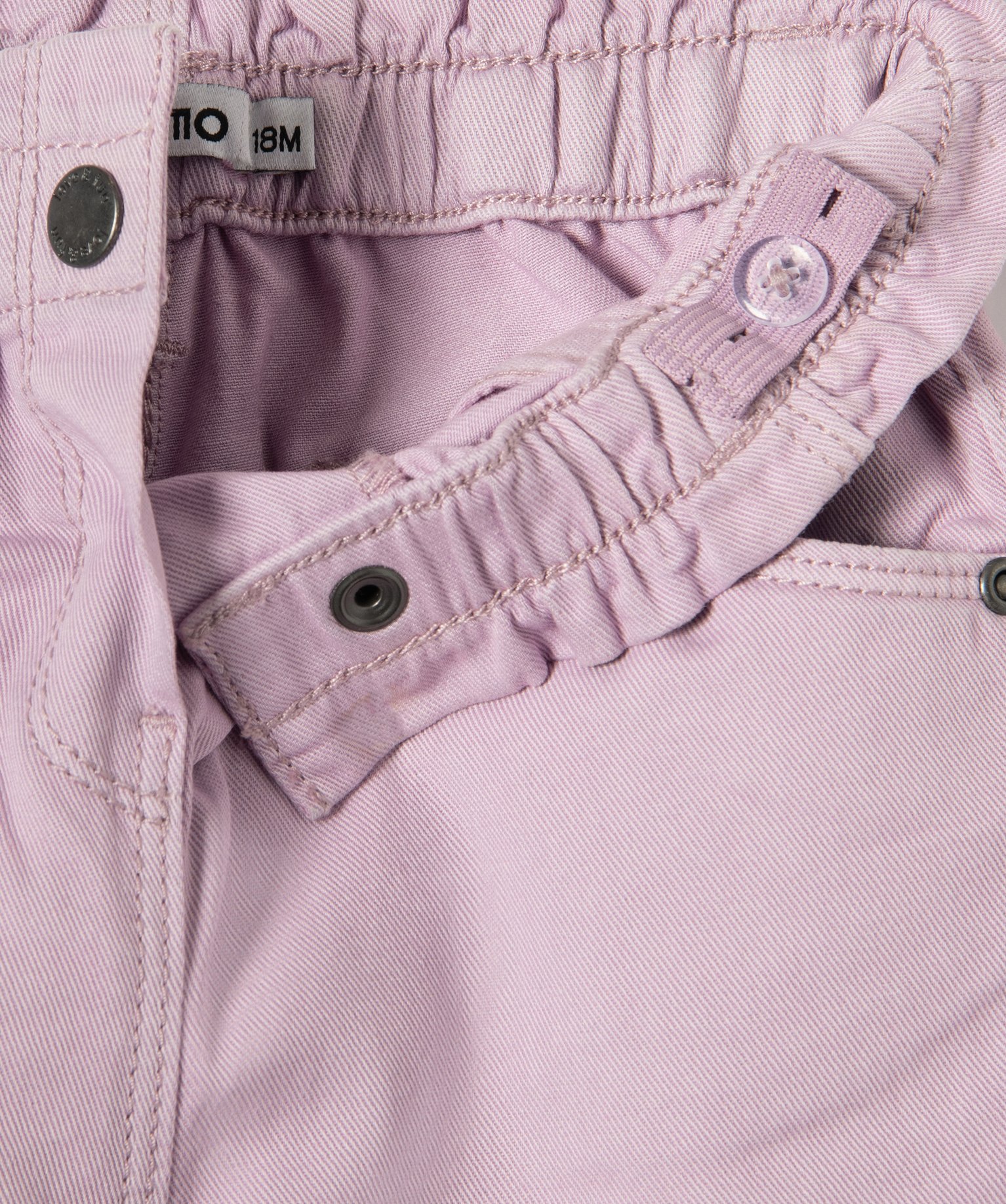 Pantalon bébé fille en toile de coton avec ceinture froncée violet clair | GEMO