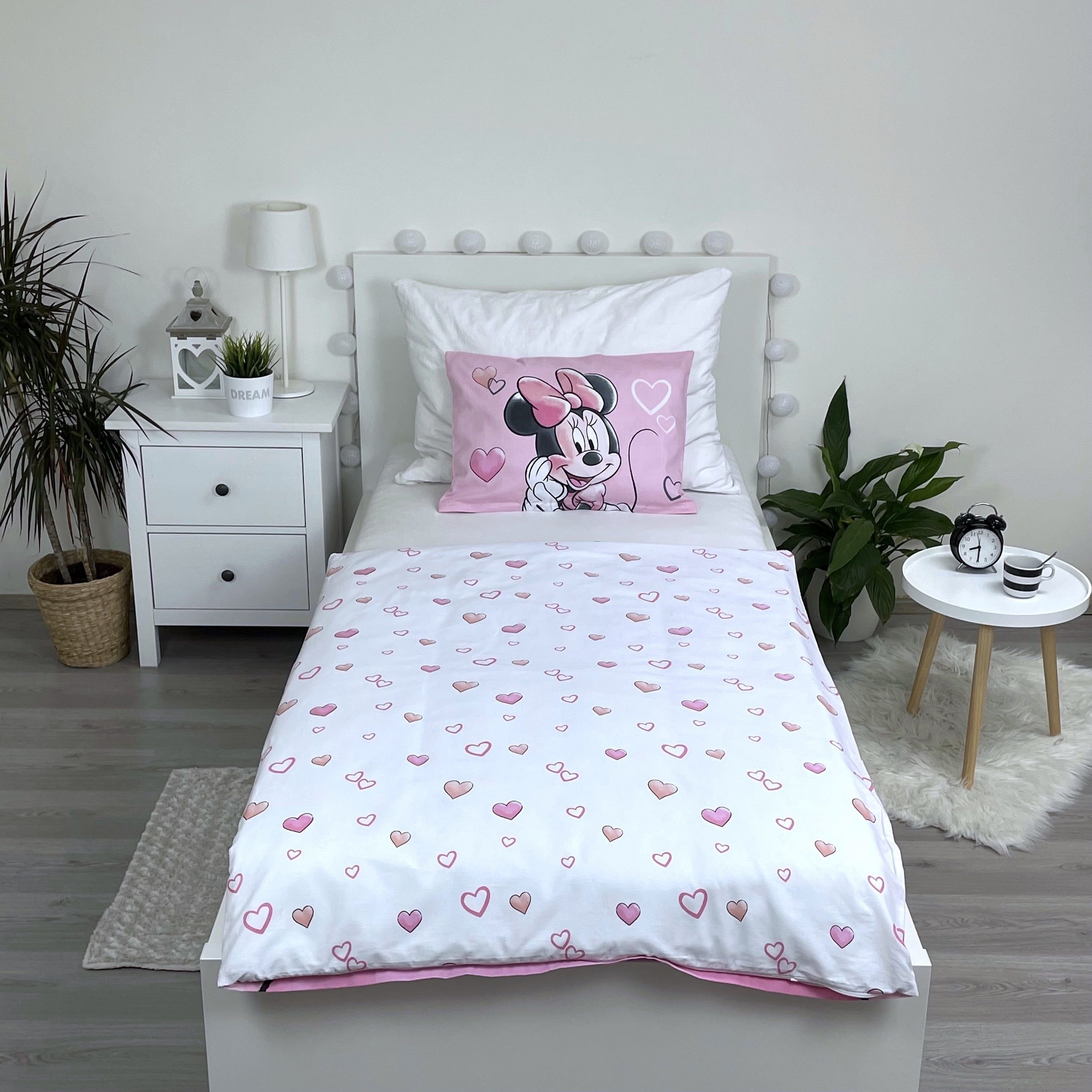 Babybettwäsche Wendebettwäsche Minnie Mouse 2tlg. Baumwolle 100x135 cm + 40x60 cm, , Baumwolle, 2 teilig