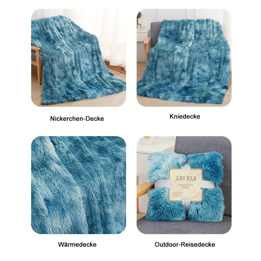 Wohndecke Kuscheldecke, Flauschige Decke, Wendedecke mit Langen Haaren, zggzerg