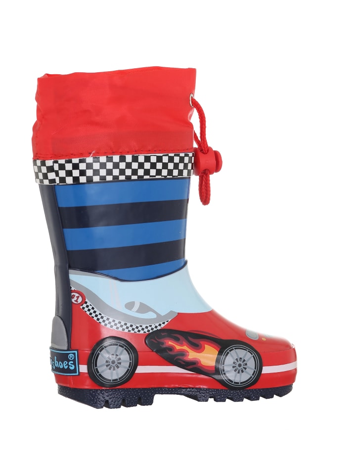 Playshoes Gummistiefel Rennwagen in Rot/Blau günstig kaufen