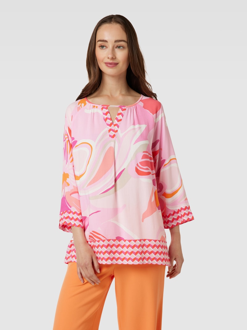 Bluse aus Viskose mit Allover-Muster in pink