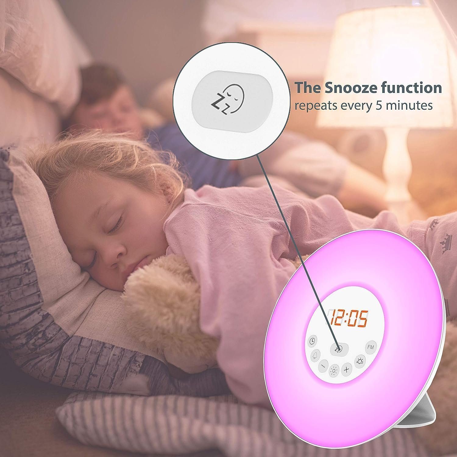 DOPWii Wecker Lichtwecker, Wake Up Light, mit 7 Farben & 10 Dimmstufen