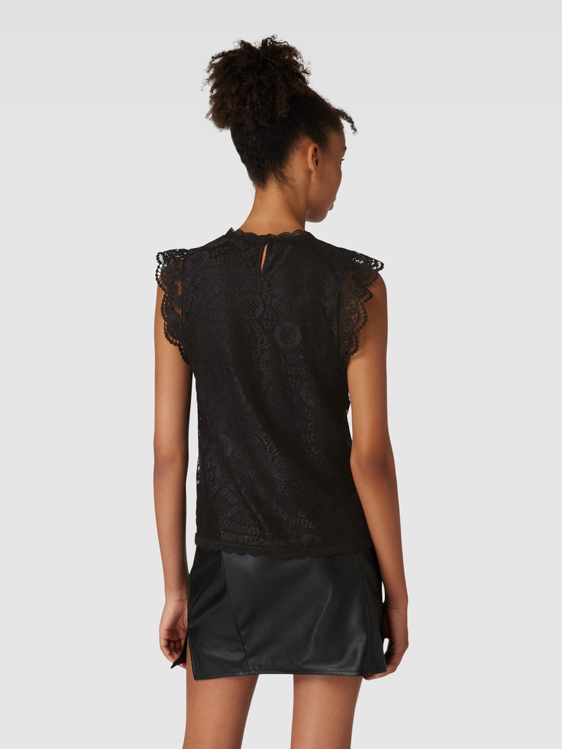 Blusenshirt mit Spitzenbesatz Modell 'COLLINE' in schwarz