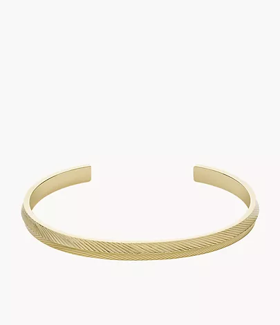 Fossil Armreif Harlow Linear Texture Edelstahl goldfarben