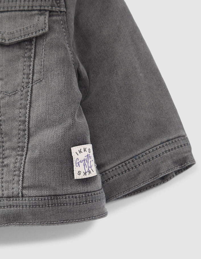 Veste en jean grise fourrée broderie dos bébé garçon