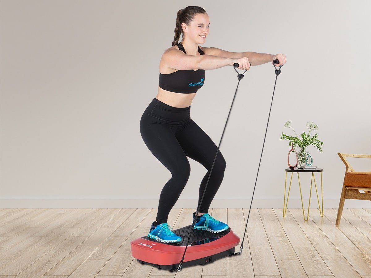 Skandika Vibrationsplatte V2500 SE, 150,00 W, 30 Intensitätsstufen, (Trainingsbänder, Smart LED Technologie), mit Oszillationstechnologie, Curved Design Vibrationplate