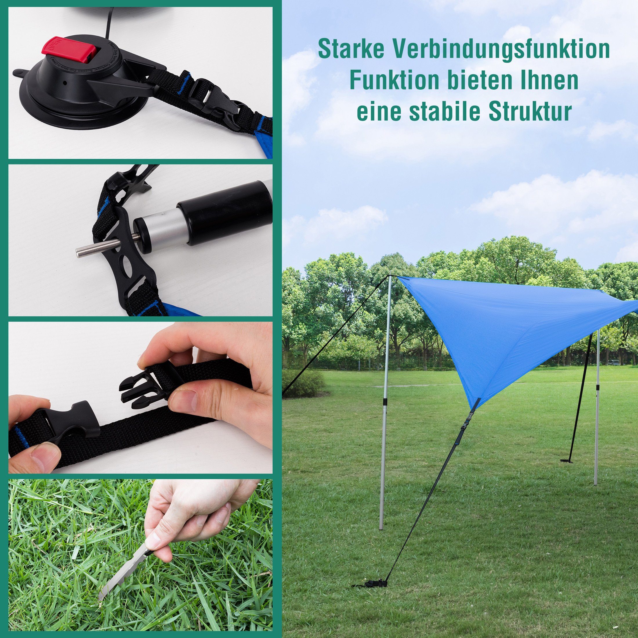 Zoomyo Sonnensegel Markise fürs Auto / Autovordach, einfache Montage, (Einer Tasche für den einfachen Transport), mit UV-Schutz 80+ durch Silberbeschichtung