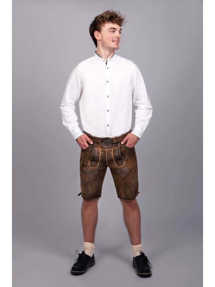 Edelnice Kurze Wildbock Lederhose Bernd in dunkelbraun günstig kaufen