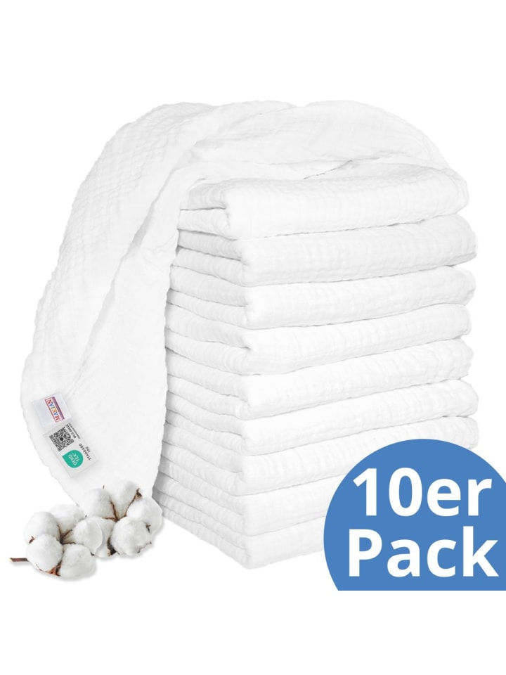 Makian Mullwindeln / Mulltücher / Spucktücher - 10er Pack in weiss günstig kaufen onesize