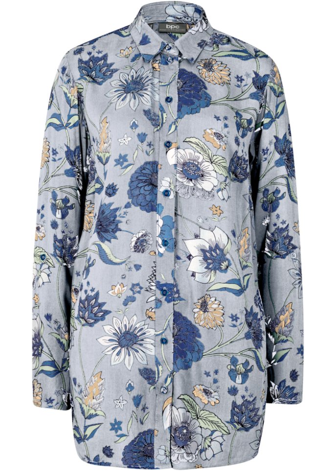 Longbluse, geblümt