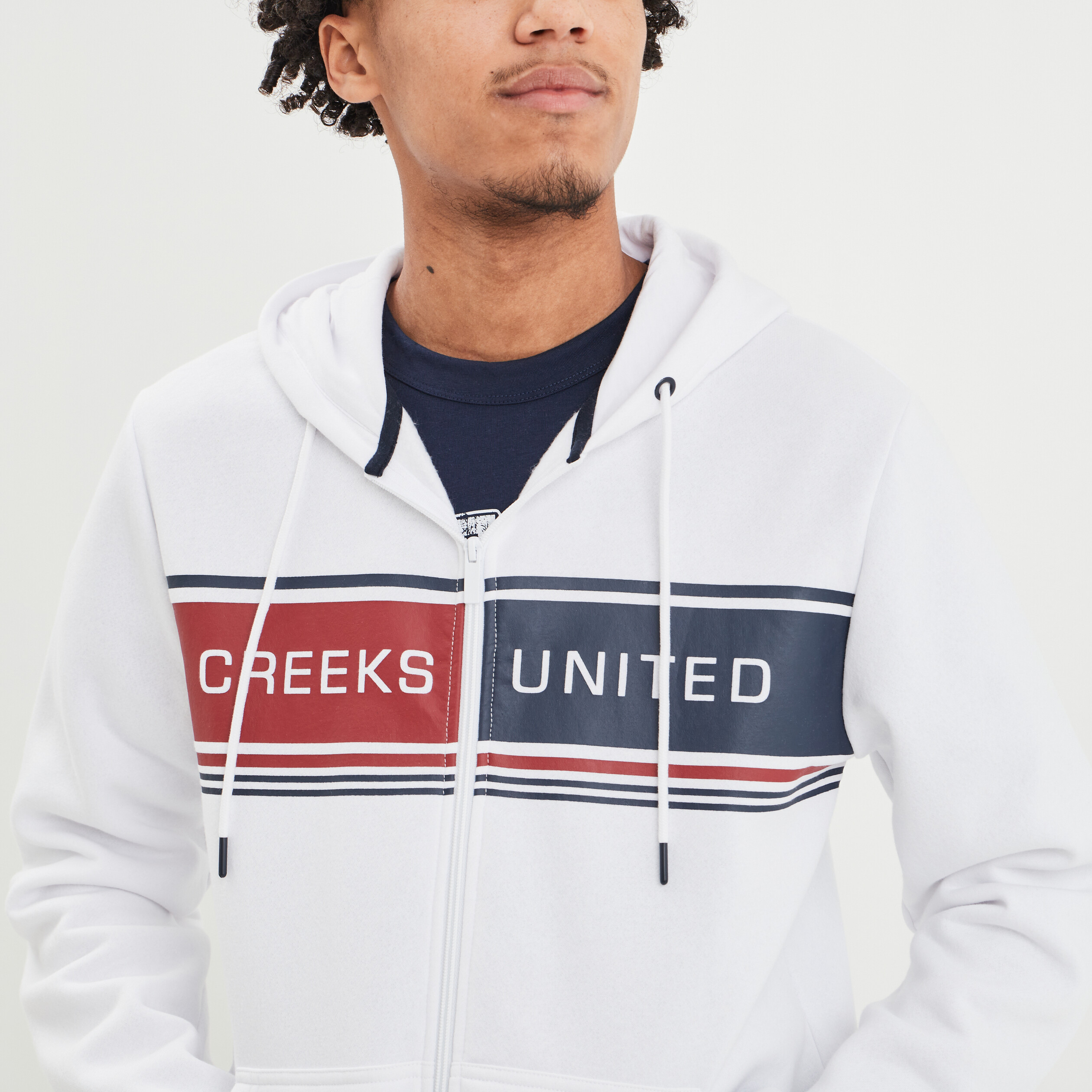 Sweat zippé à capuche Creeks blanc homme | La Halle
