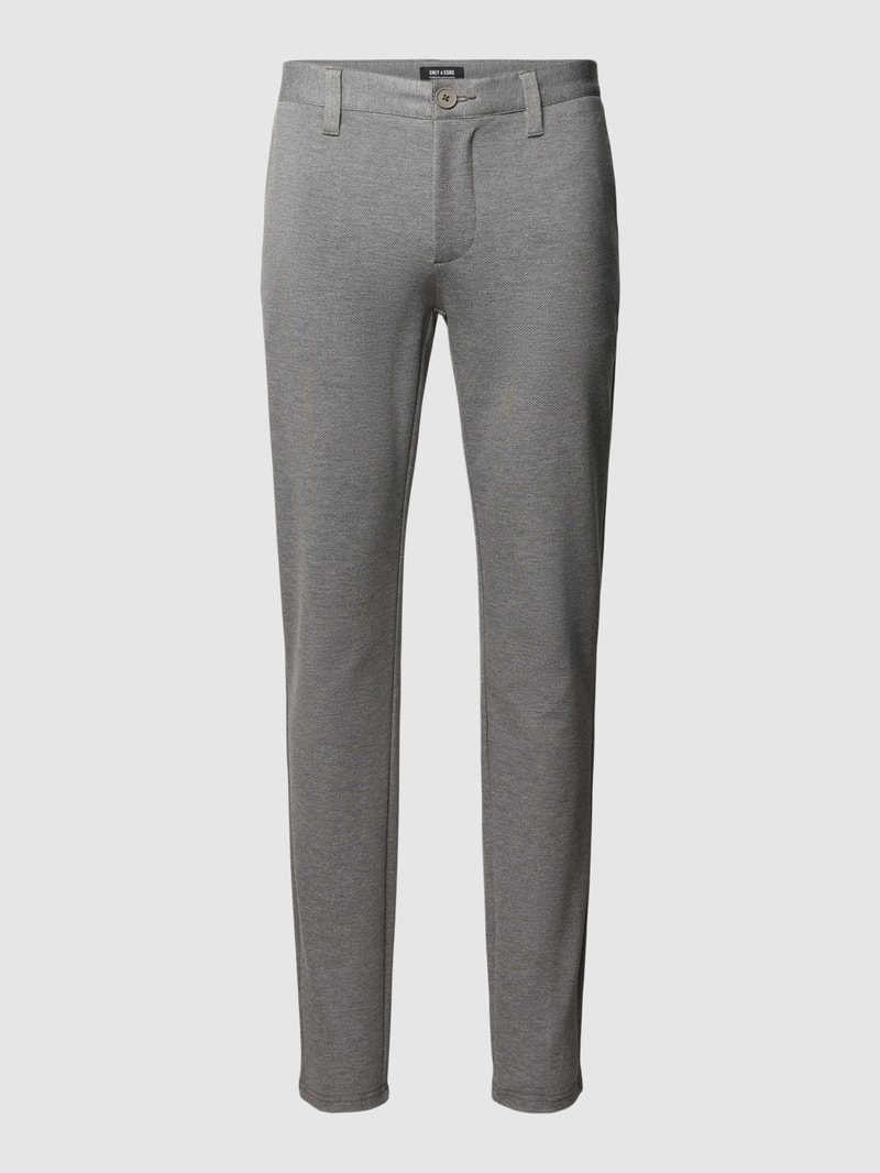Tapered Fit Stoffhose mit feinem Allover-Muster Modell 'Mark' in hellgrau